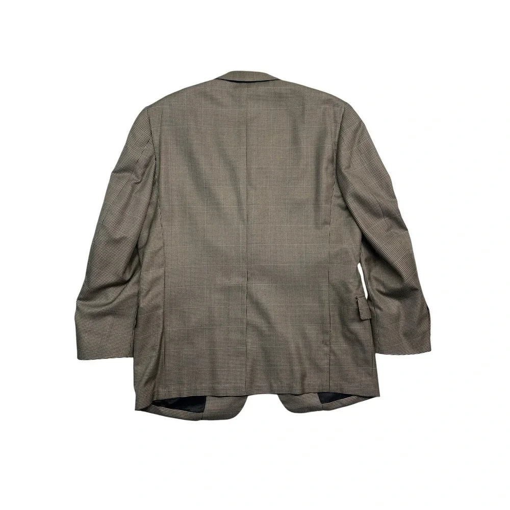 Oxxford‎ 48L Beige Black Houndstooth Silk Wool Blazer Jacket Sport Suit Coat USA